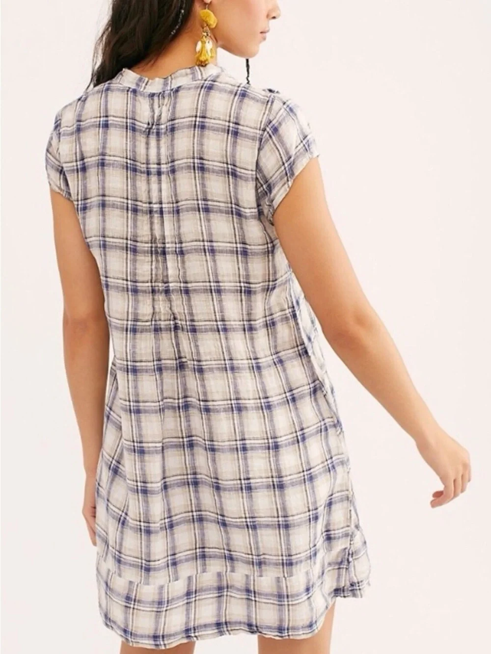 Free People CP Shades plaid river tunic linen mini dress (121)